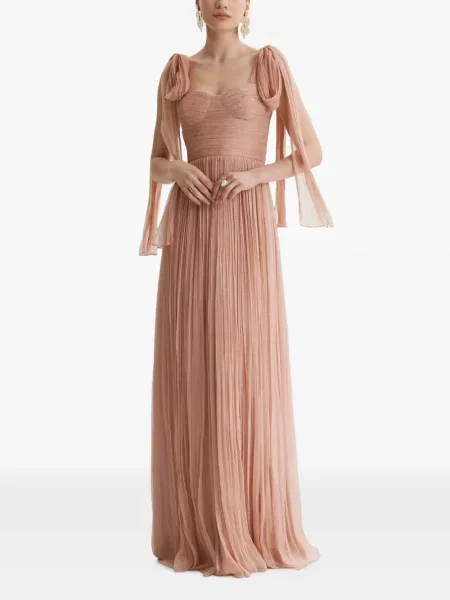 Rochie maxi Framboise de mătase roz