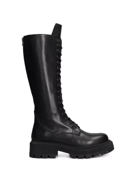 Botine Julie Dee cu șireturi din dantelă chunky negru