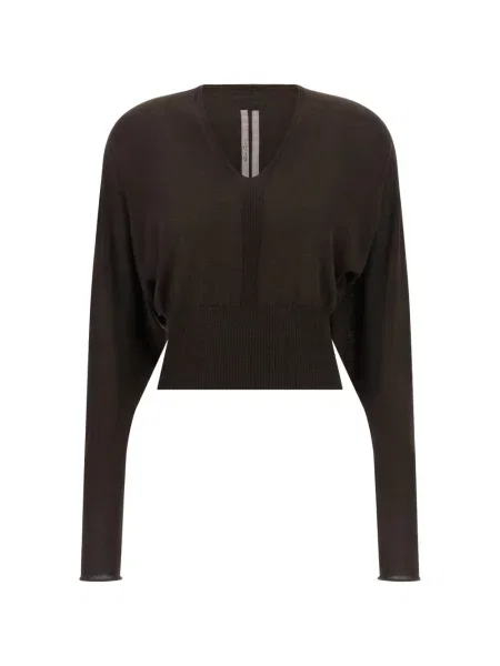 Decupat top Rick Owens de lână cu mânecă liliac maro