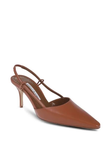Pantofi cu toc Manolo Blahnik slingback maro
