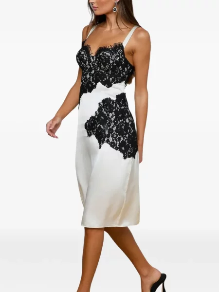 Rochie midi L'agence de mătase cu aplicații alb