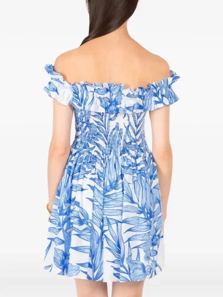 Rochie mini Poupette St Barth cu model floral cu imagine alb