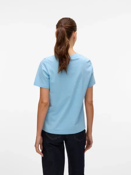 VERO MODA Tričko VMPAULINA svetlomodrá modrá