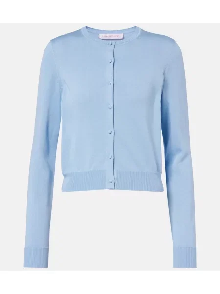 Decupat cardigan Carolina Herrera de mătase albastru