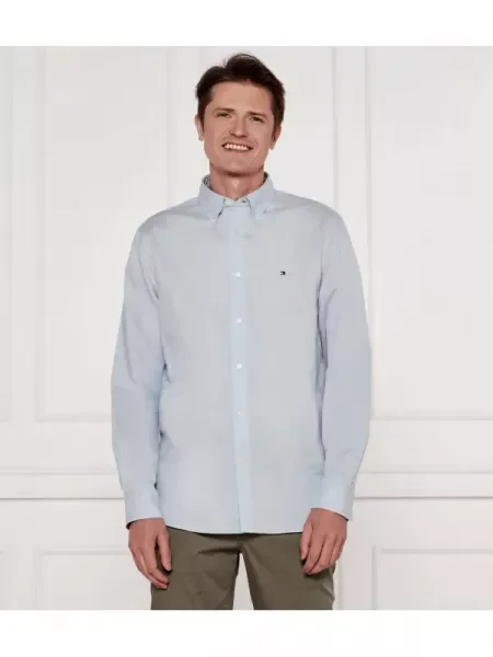 Tommy Hilfiger Cămașă | cu adaos de in albastru