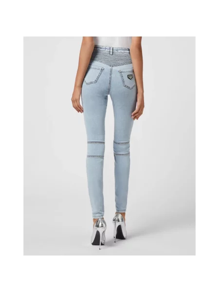 Jeansy Philipp Plein z wysoką talią niebieskie