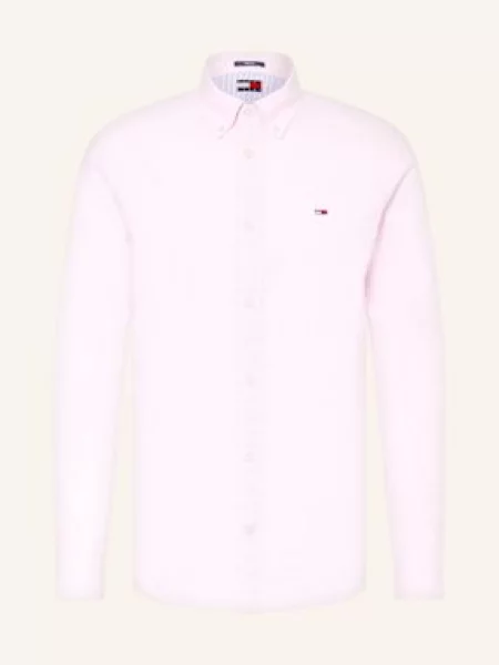 Tommy Jeans Košile Regular Fit S Příměsí Lnu růžová