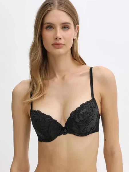 Сутиен Emporio Armani Underwear от дантела с десен черно