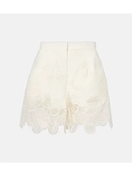 Pantaloni scurți Elie Saab cu broderie alb