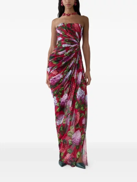 Rochie Carolina Herrera din șifon cu imagine drapată roșu