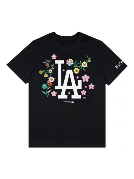 Tricou Takashi Murakami cu model floral cu imagine negru