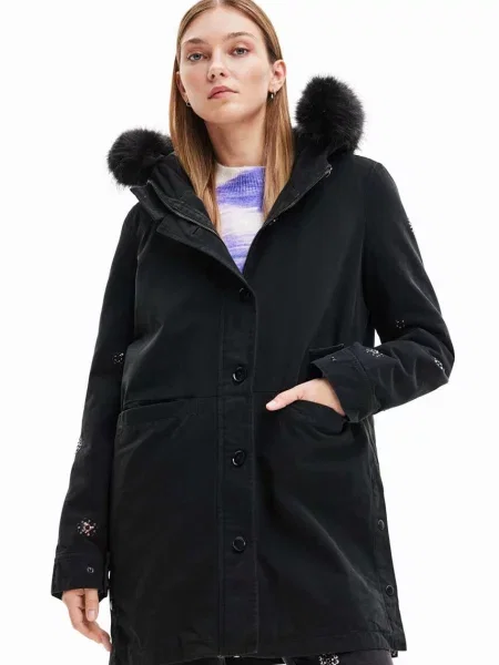 Desigual parka dziecięca zimowa czarny