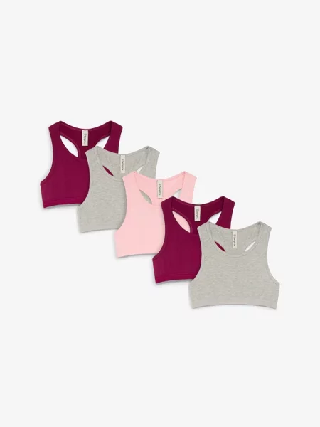 Biustonosz bustier z miękkiej mieszanki bawełny organicznej 5 szt. różowy