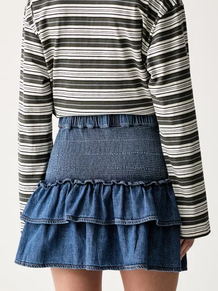 Tommy Jeans spódnica rozkloszowana jeansowa niebieska