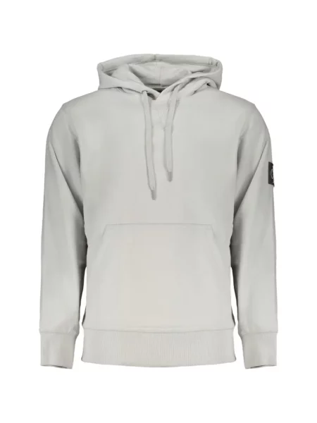 Hanorac cu glugă Calvin Klein Jeans cu autograf cu cordon gri