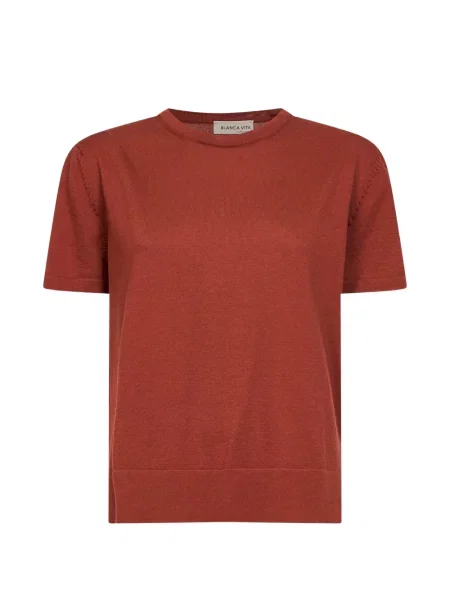 Krótki sweter Blanca Vita prążkowany brązowy