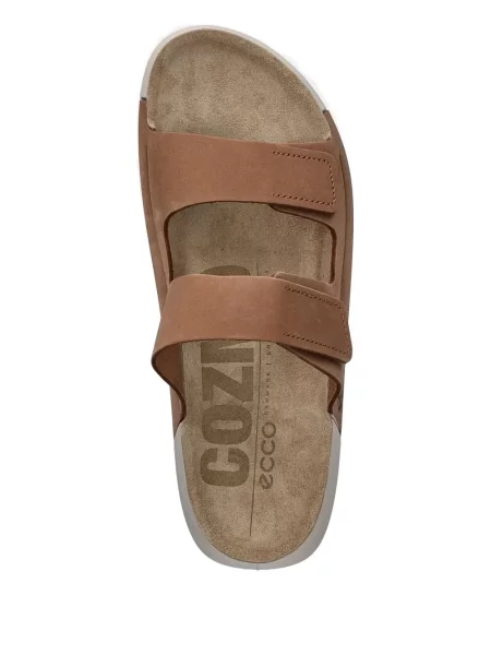 Papuci Ecco din piele cu bretele maro