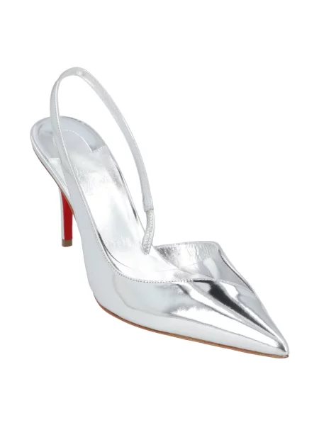 Czółenka Christian Louboutin skórzana z otwartą piętą szara