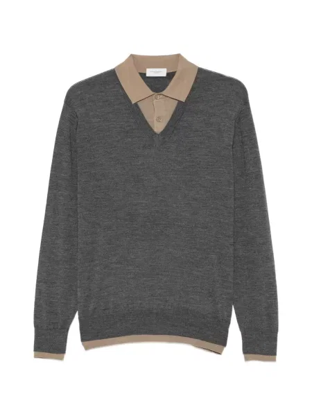Lung tricou polo Paolo Pecora gri