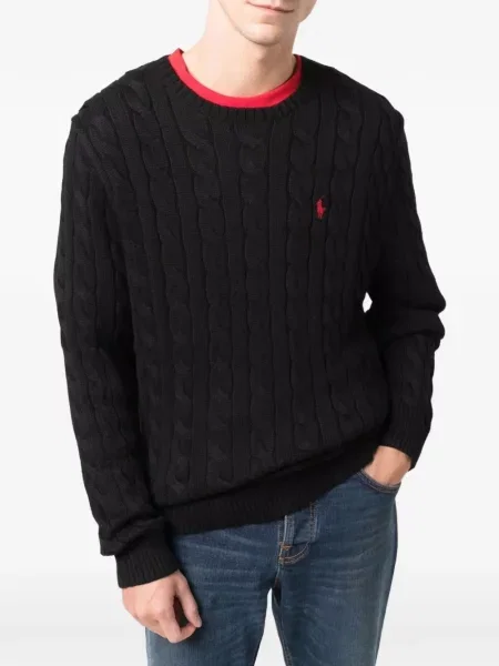 Ленен пуловер Polo Ralph Lauren бродиран синьо