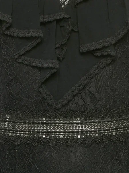 Sukienka mini Alice + Olivia z falbankami z krepy garniturowa czarna