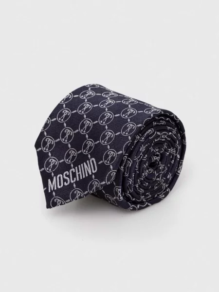 Moschino cravata de matase albastru marin negru