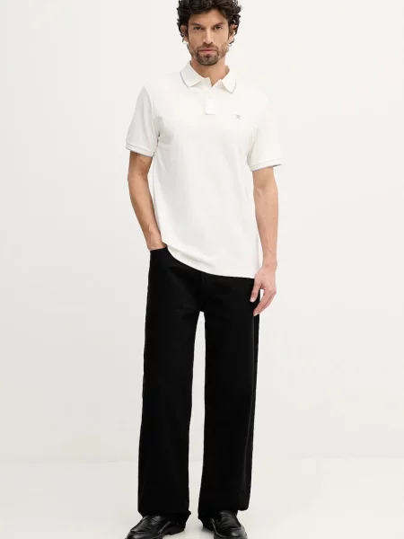 Однотонное поло Hackett London бежевое