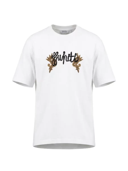 Tricou Off-white cu broderie cu model paisley alb