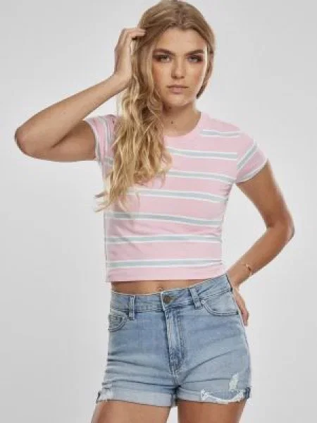 Prugasta majica Urban Classics ošišan plava