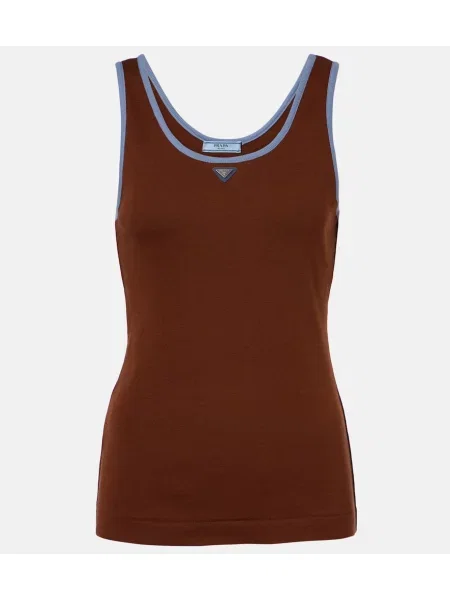 Top Prada din jerseu maro