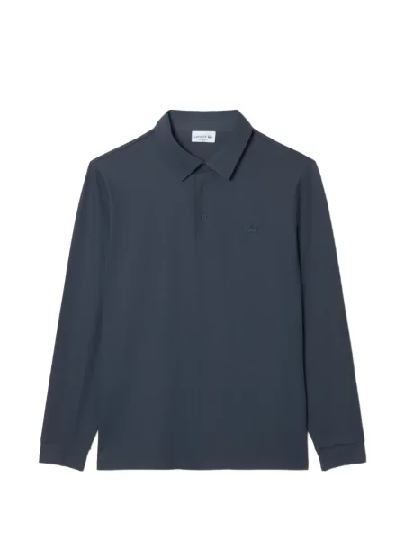 Lung tricou polo Lacoste cu autograf gri