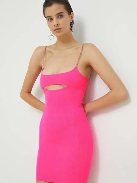 GCDS sukienka różowy mini dopasowana