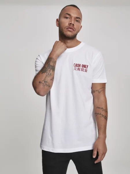 Mister Tee Majica Cash Only češnjevo rdeča bela