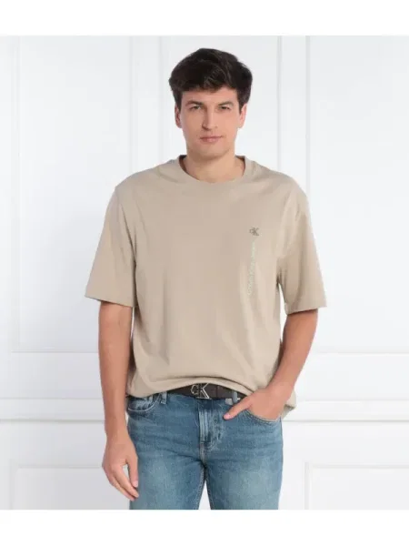 Calvin Klein Jeans Tricou VERTICAL INSTITUTIONAL | Relaxed fit bej
