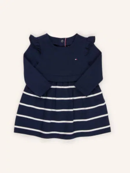 Tommy Hilfiger Sukienka Z Falbanami blau biała