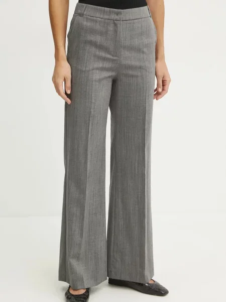 MAX&Co. pantaloni de lână femei lat high waist gri