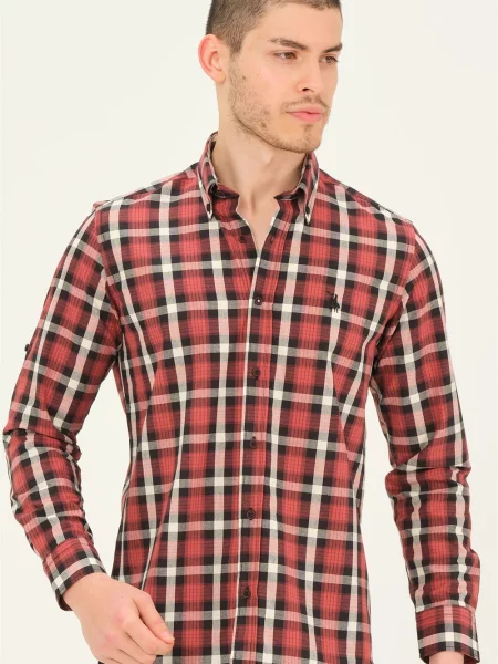 Cămașă în carouri Dewberry maro