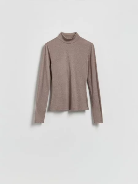 Reserved Tricou cu mânecă lungă cu conținut ridicat de bej