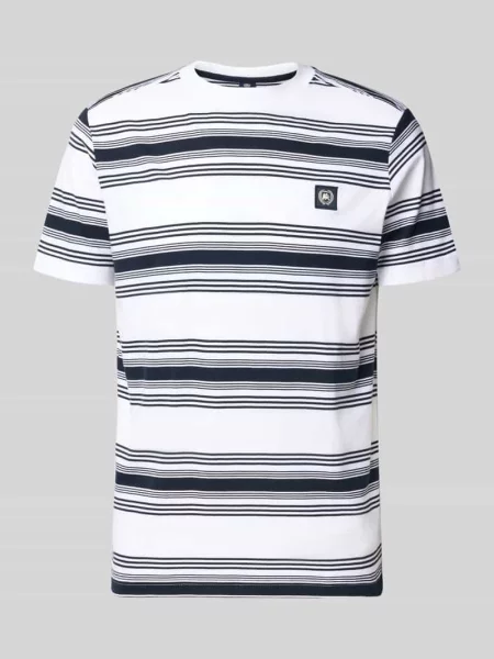 T-shirt z naszywką z logo i okrągłym dekoltem Lerros biała