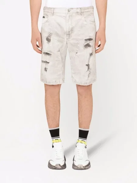 Džínové šortky Dolce & Gabbana s dírami šedé