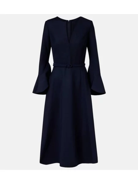 Rochie midi Oscar De La Renta de lână până la genunchi de costum albastru