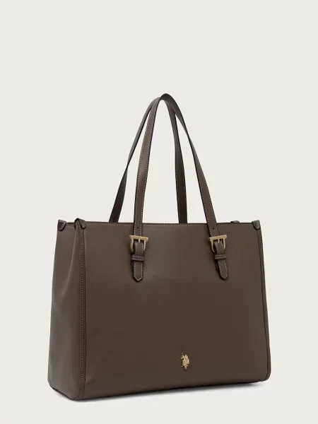 U.S. Polo Assn. geantă shopper pentru femei cu imitație de piele NANTUCKET maro