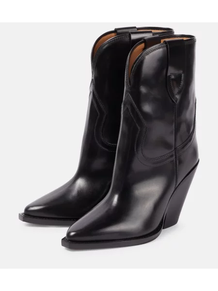 Кожени боти до глезена Isabel Marant черно
