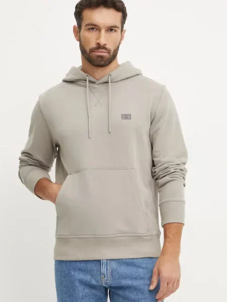 Calvin Klein Bluzy Mężczyzna XL Minimalistyczna bluza z kapturem szary