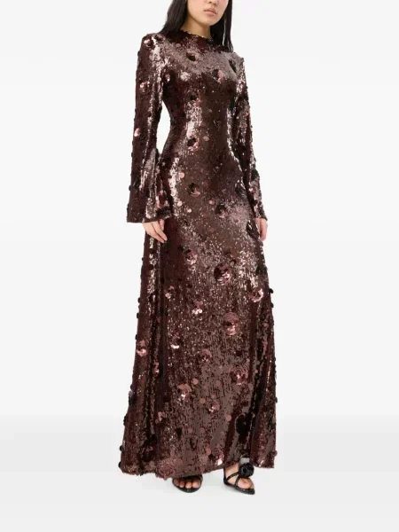 Rochie maxi Rotate Birger Christensen cu paiete maro