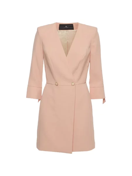 Rochie mini Elisabetta Franchi din crep cu două rânduri de nasturi roz