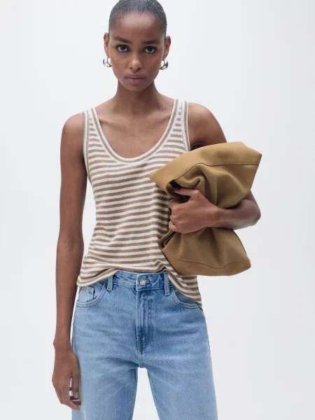 Лляна Майка MANGO мультиколор