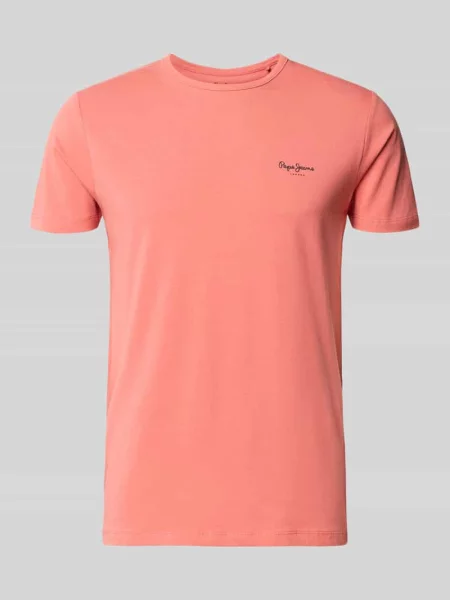 T-shirt o kroju slim fit z mieszanki bawełny model ORIGINAL BASIC Pepe Jeans