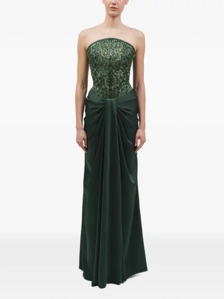 Rochie maxi Rami Al Ali cu paiete drapată verde