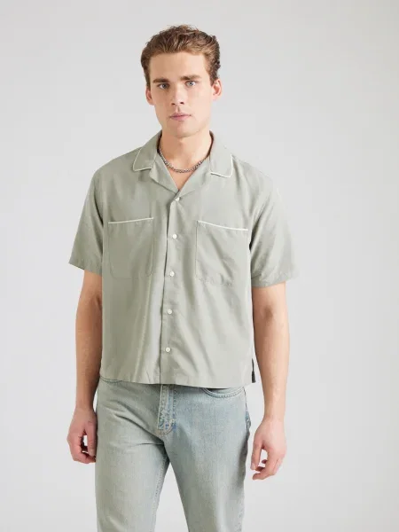 Abercrombie & Fitch Cămașă verde pastel alb